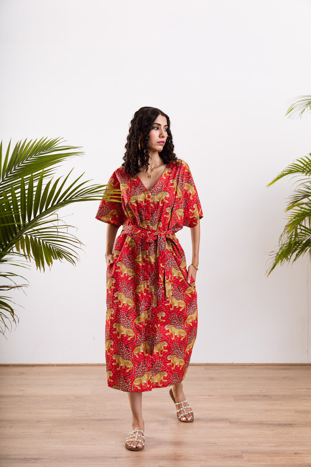 Red leopard Kaftan – rivaajclothing